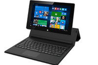 富士通、キーボード一体型カバー付きWindows10タブレット 画像