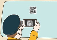 降車チェックを実施後、園バスの後部座席窓に貼ってあるQRコードをスマートフォンで読み取り、降車確認の完了報告を行う