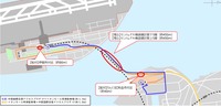 自動運転実証実験走行ルートにおける磁気マーカ敷設区間（赤丸部分に磁気マーカシステムを敷設）