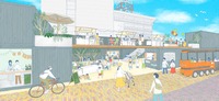 広島通り側から見た賑わいのイメージパース