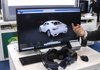 3D CADシステムCATIAに取り込まれた車両の3Dモデル。VRレビュー、操作も可能