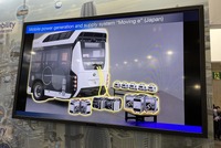 FCEVバス「SORA」のフロアに水素タンクを増設し、車内にホンダのポータブルバッテリーなどを積み込む