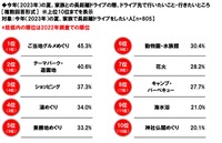 今年(2023年)の夏、家族との長距離ドライブの際、ドライブ先で行いたいこと・行きたいところ