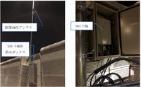 首都高速道路上の照明柱に設置した指向性アンテナと5G分散型アンテナシステムの子機