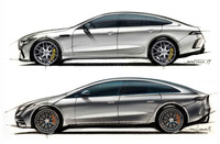 和田智氏の直筆によるメルセデスAMG GT 4ドア(上)とメルセデスベンツ EQS(下)のスケッチ