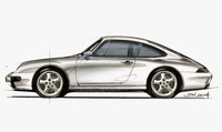 和田智氏の直筆によるポルシェ911(993型)のスケッチ