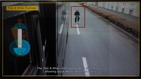 トラックの横をすり抜ける自転車の状況もサイドカメラで捉えることができている