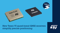 STマイクロエレクトロニクス新しい全地球航法衛星システム(GNSS)受信機「Teseo VI」ファミリー