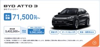 BYD ATTO3がカーリースに