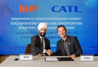 CATLが世界最大級の総合資源企業のBHPと協力覚書を締結