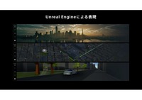3Dマップの表示例。Unreal Engineの能力を活かし、建物の高さや形状をリアルに再現。単なる地図ではなく、一つのコンテンツとして成立する品質を目指している。
