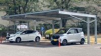 コスモ石油中央研究所に設置したソーラーカーポート、蓄電池、EV車両と充電設備