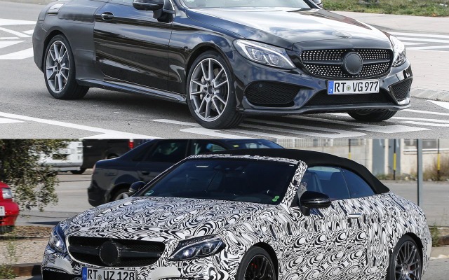 メルセデス AMG C43カブリオレ（上）とメルセデス AMG C63カブリオレ（下）スクープ写真