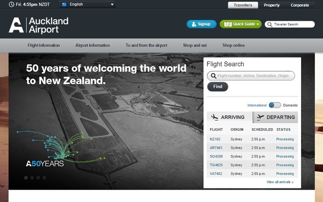 オークランド空港公式サイト