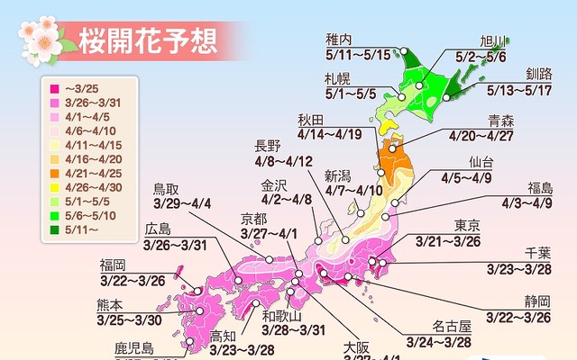 2016年の桜開花予想