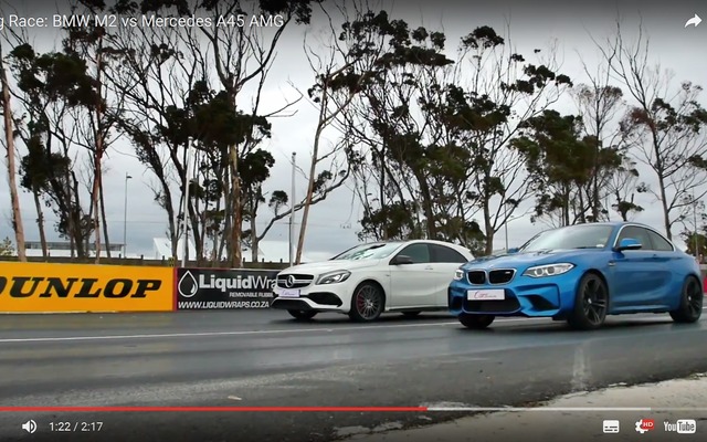 BMWM2クーペとメルセデスAMGA454MATICとの加速競争の映像を公開した南アフリカの自動車メディア『Cars.co.za』