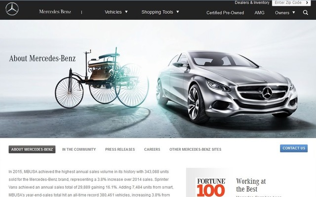 メルセデスベンツの米国公式サイト