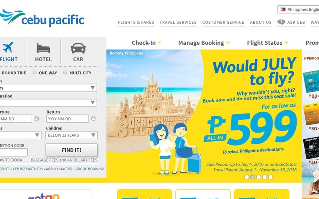 セブ・パシフィック航空公式サイト