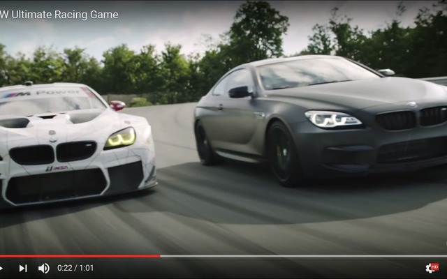 BMW M6 GTLMとM6クーペが無人走行でサーキット対決（動画キャプチャ）