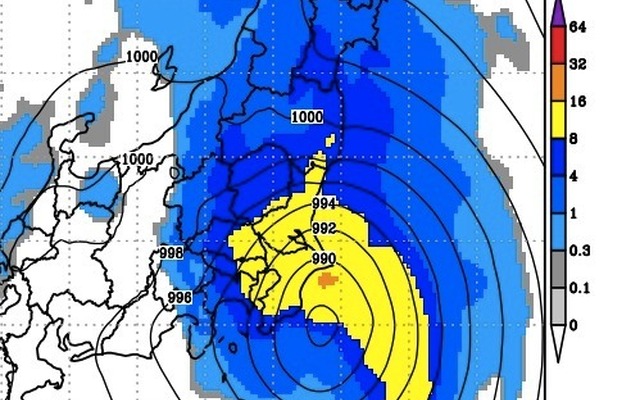 17日5時の予想雨量