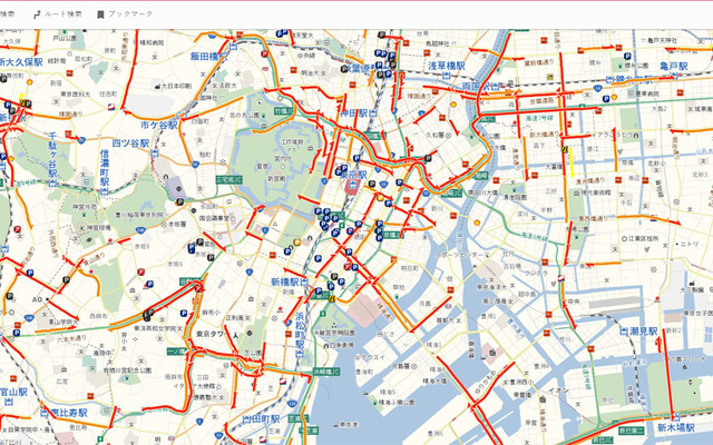 VICS渋滞情報の表示例