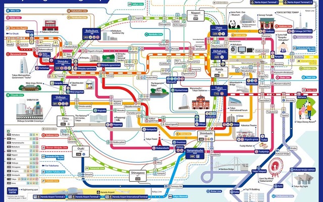 訪日客向け観光マップ「Tokyo Sightseeing Map」のイメージ（表面）。10月から配布される。