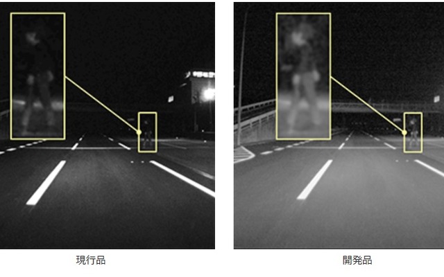 夜間における歩行者の撮影性能の比較