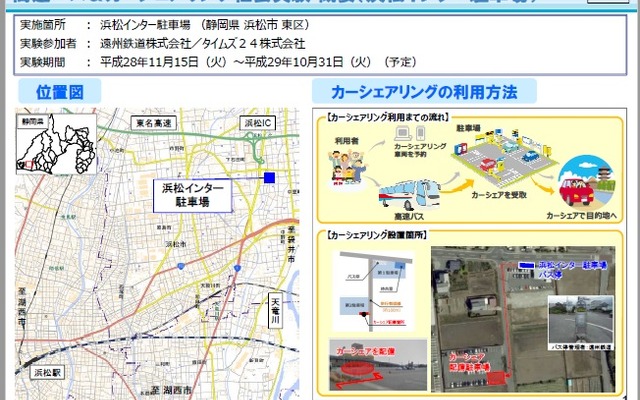 浜松インターで実施する高速バス＆カーシェアリング社会実験