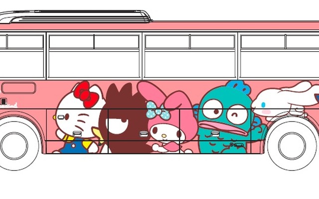 「サンリオキャラクター」がラッピングされた「サンリオピューロランド号」
