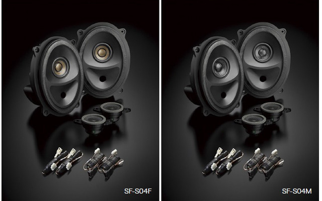 新型インプレッサ スポーツ専用スピーカーパッケージ SF-S04F（左）とSF-S04M
