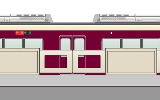 阪急が十三駅に設置するホームドアのイメージ。2019年春頃までの設置を目指す。