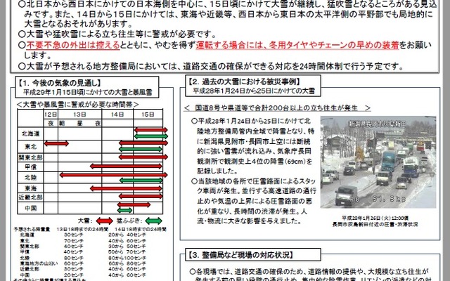 大雪に関する国土交通省緊急発表