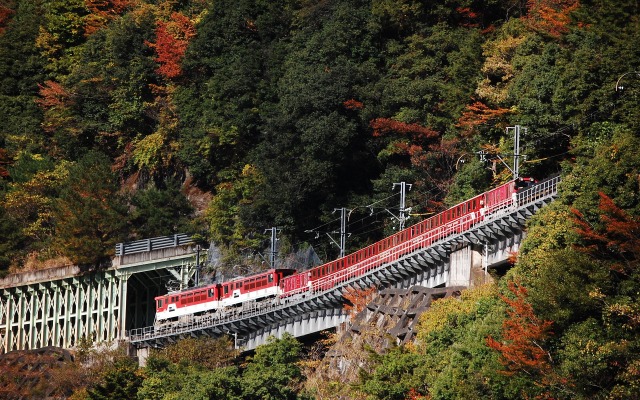 3月11日に全線再開する井川線。18日にはアプト式電気機関車の3重連運転やディーゼル機関車の復刻塗装車の運行などが行われる。