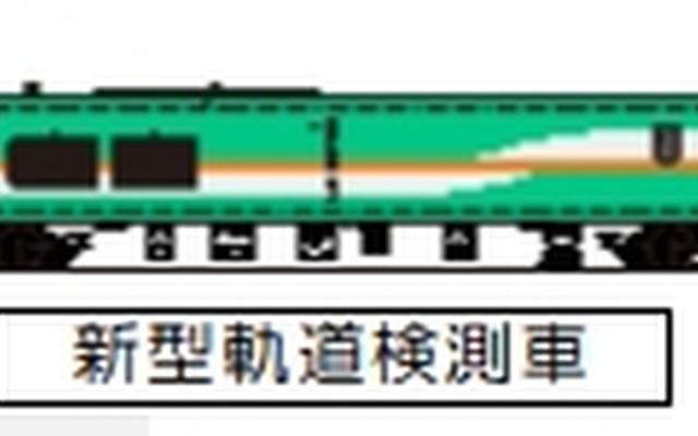 新型検測車（中央）のイメージ。キハ40形などがけん引して走行する。