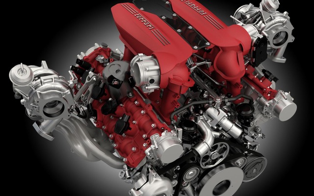 フェラーリ 488 の3.9リットルV8ツインターボ