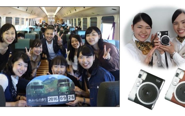 観光列車のサービスとしては珍しい、インスタントカメラによる記念撮影サービスが『ゆふいんの森』で行なわれる。