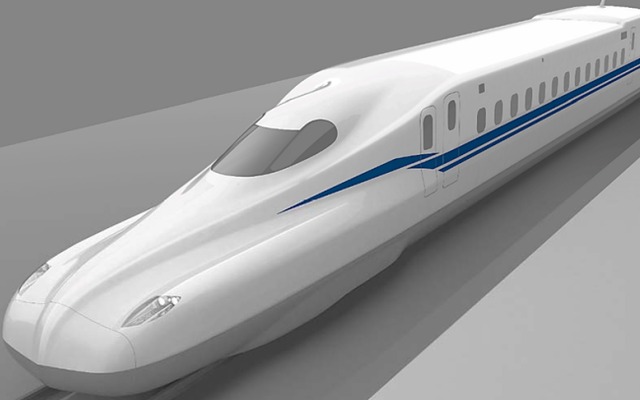JR東海の新型新幹線「N700S」の先頭部イメージ。左右両サイドにエッジを立てた形状を採用する。