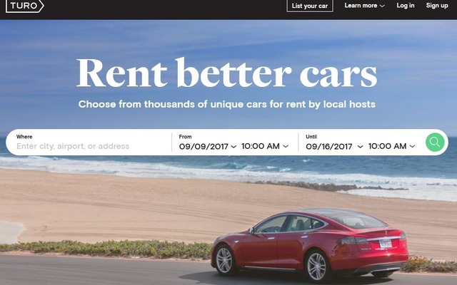 米国でカーシェアリングを手がける新興企業、トゥーロ（Turo）の公式サイト