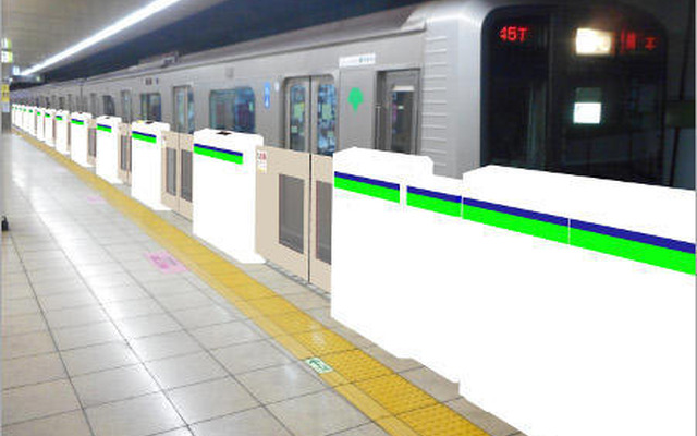 都営新宿線のホームドア設置イメージ。大島駅に先行設置される。
