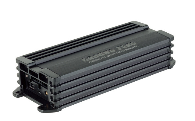 外部パワーアンプの一例。グラウンドゼロ・GZRA Micro FOUR。