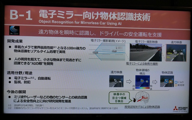 カメラ映像をリアルタイムに解析し接近車両を検知するAI。軽量なAIのため実装が容易であることが特徴。