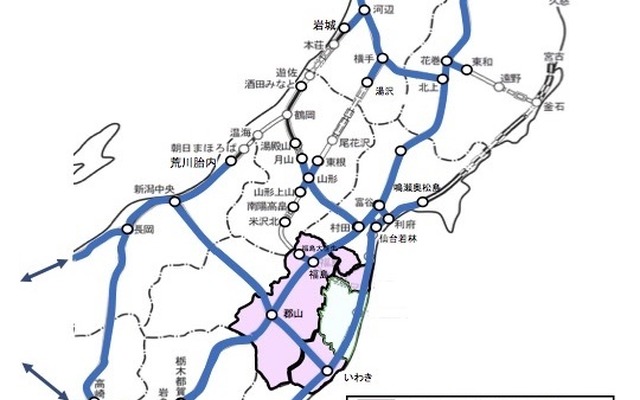 原発事故による母子避難者で高速道路料金が無料になる対象路線（東日本エリア）