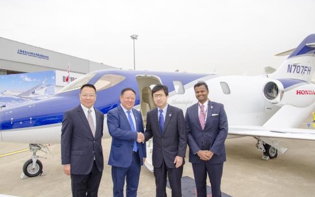 中国上海で開幕したアジアビジネス航空ショーに出展した「ホンダ ジェット」