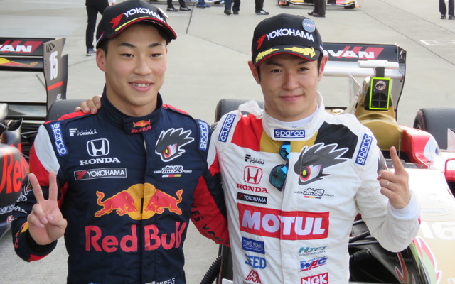 ポール獲得の山本尚貴（右）と予選2位の福住仁嶺（左）。
