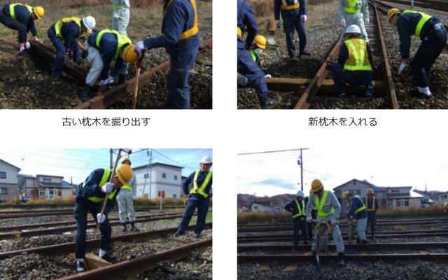 枕木交換のイメージ。