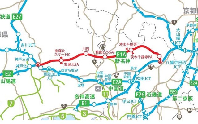 新名神で開通した高槻JCT～神戸CT