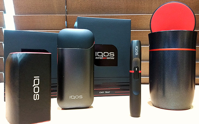 IQOS愛用者500万人突破記者発表＿IQOS「Motor Edition」や「イエローメンソール」（東京・銀座、2018年5月25日）