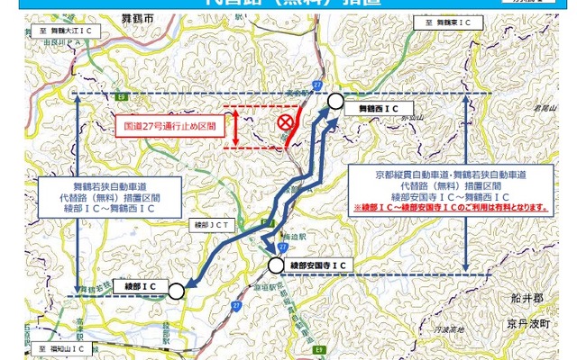 代替路（無料）措置の区間