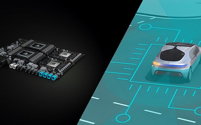 NVIDIA「DRIVE」プラットフォームと自動運転車のイメージ