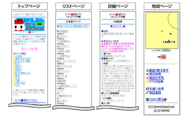 スキー＆スノボ情報をケータイで…ゼンリン/サイバード